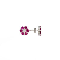Honeycomb Cluster Cubic Zirconia Stud Earring (Silver)