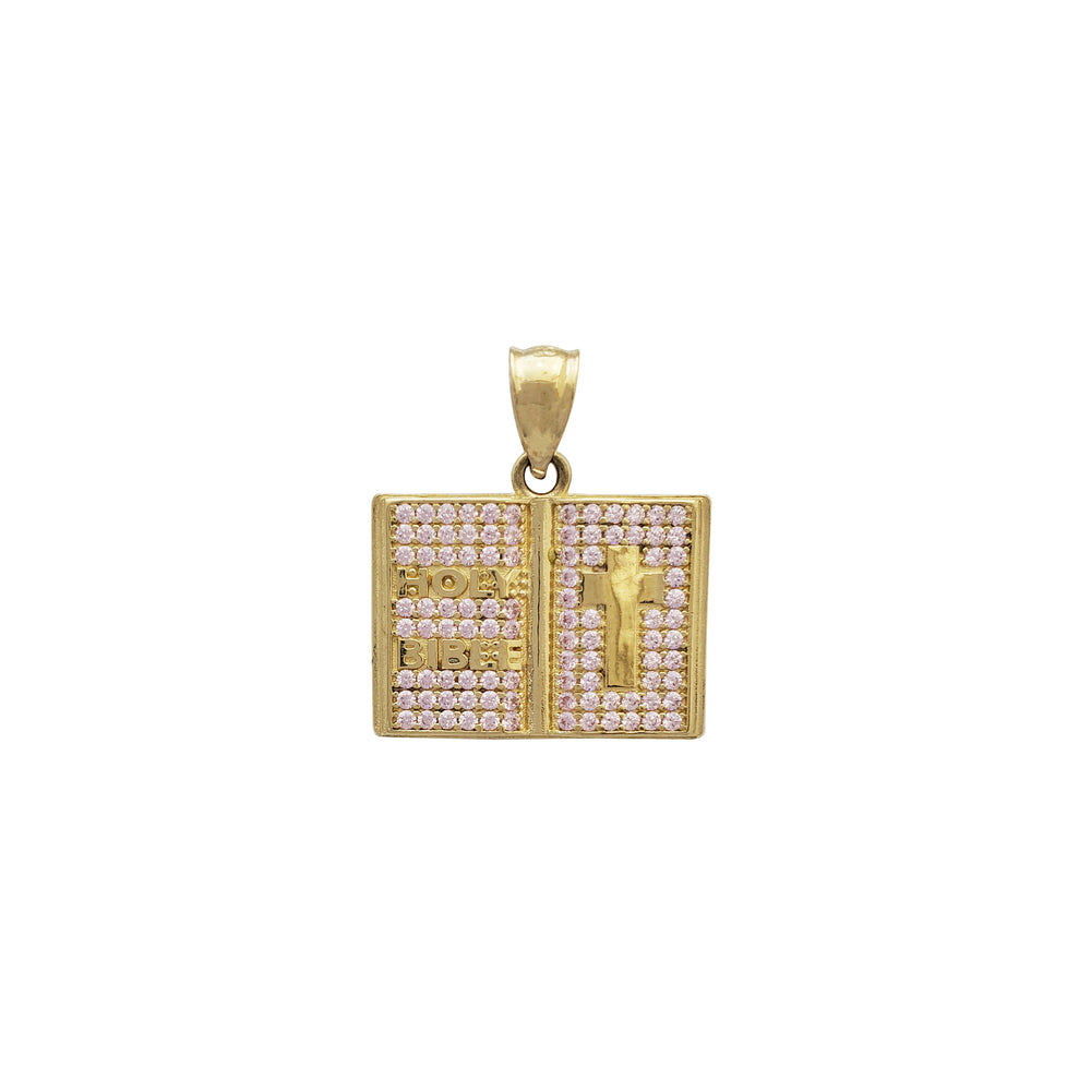 Holy Bible Pink CZ Pendant (14K)