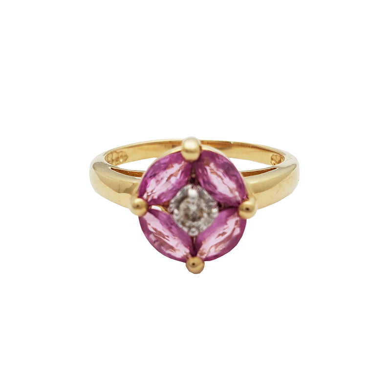 Diamond & Pink Sapphire Cocktail Ring (14k)
