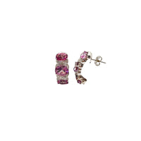 Pink Sapphire & Diamond Fanned Stud Earrings (14K)