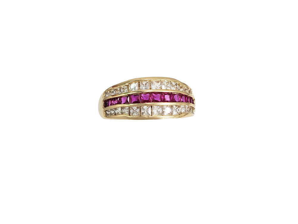 Princess-Cut Triple Channel Zirconia Ring (14K)