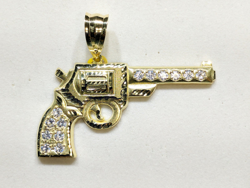 Revolver Pendant CZ 10K - Popular Jewelry