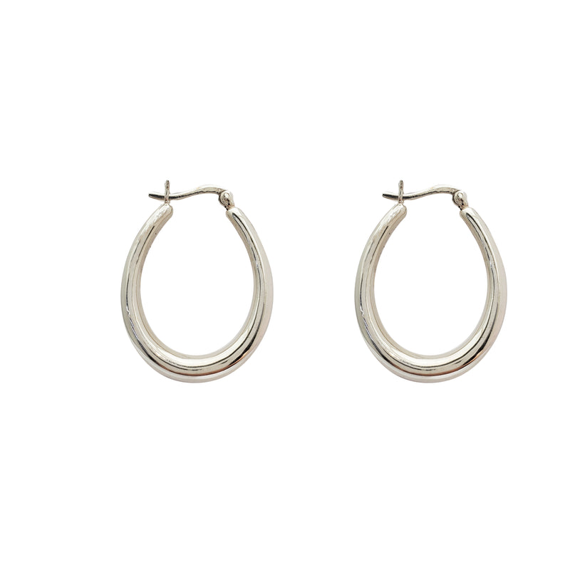 Oval Hoop Earring (Silver)