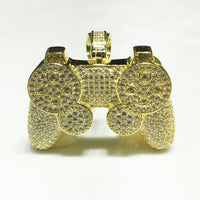 Yellow Iced-Out Dualshock Controller Pendant (Silver) - Popular Jewelry
