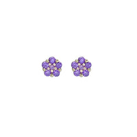 Purple Flower Stud Earrings (14K)