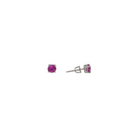 Synthetic Pink Sapphire Round-Cut Stud Earrings (Silver)