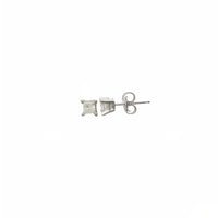[4.3 毫米] 钻石公主方形切割单石耳钉 (14K)