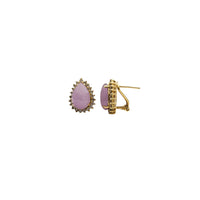 Yellow Gold Purple Jade & Diamond Earrings (14K)
