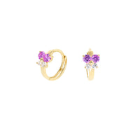 Cute Tiny Butterfly Huggie Earrings (14K)