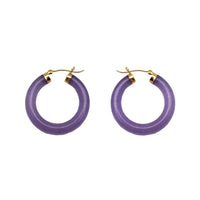 Purple Jade Hoop Earrings (14K)