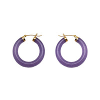 Purple Jade Hoop kõrvarõngad (14K)