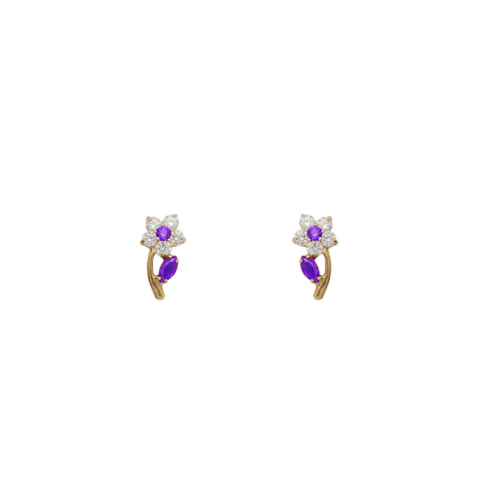 Curved Flower Stud Earrings (14K) – Popular J