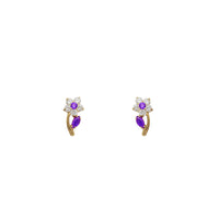 Curved Flower Stud Earrings (14K)