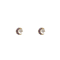 Moon & Star Stud Earrings (14K)