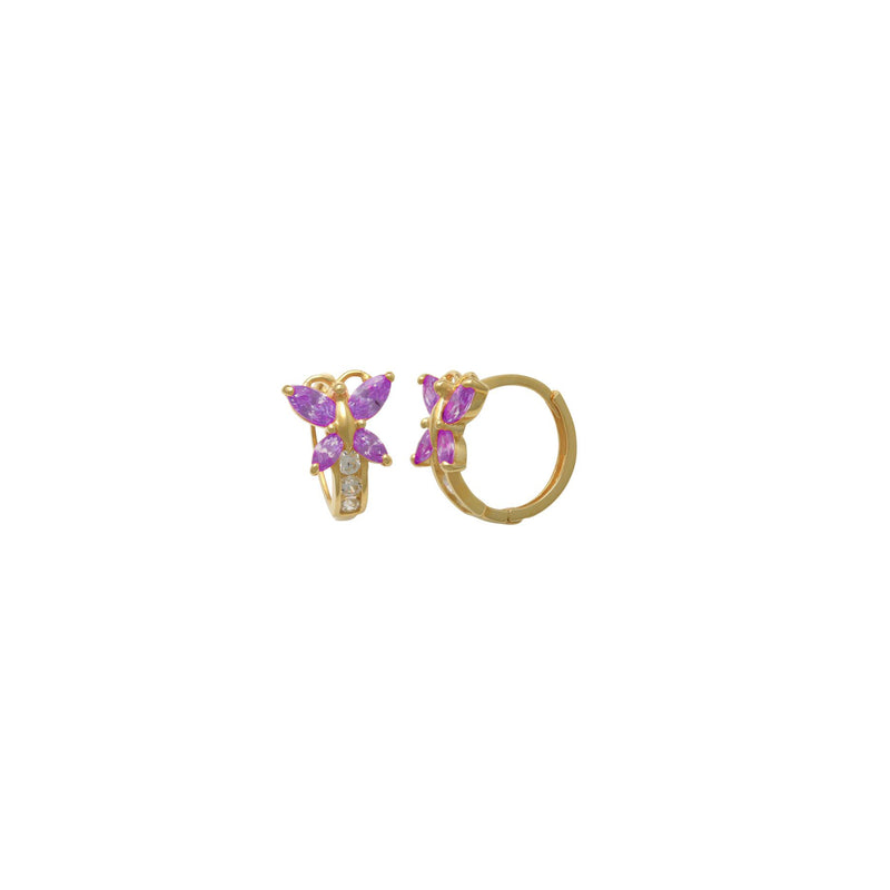 CZ Butterfly Huggie Earrings (14K)