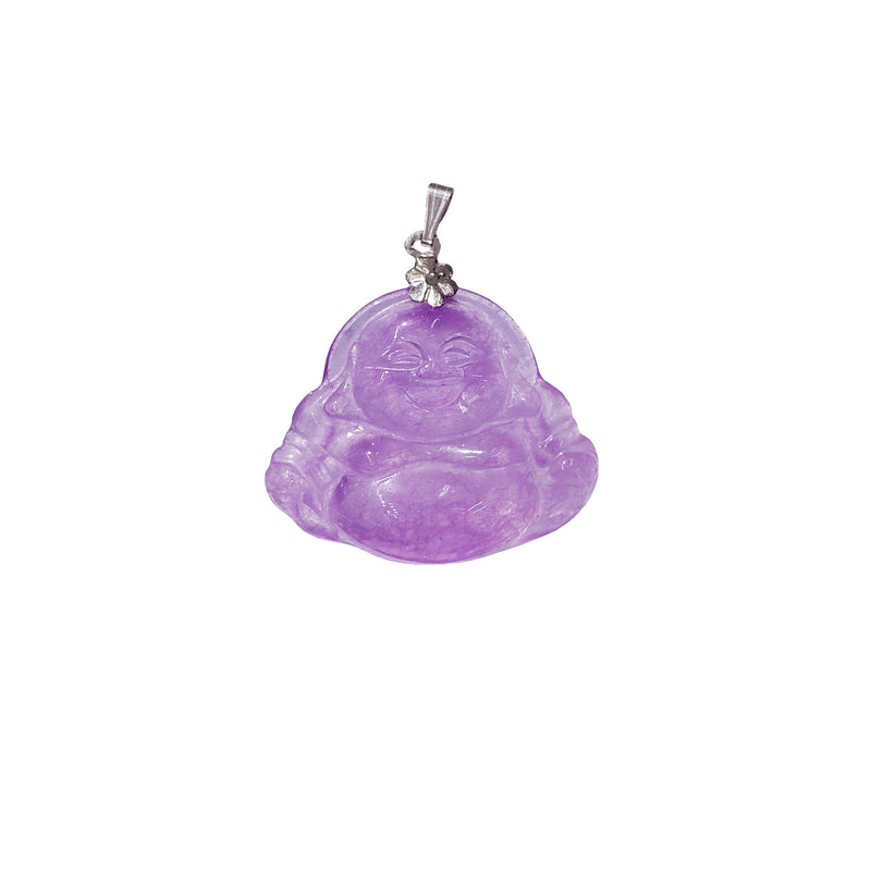 Purple Jade Buddha Pendant (14K)