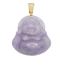 Purple Jade Laughing Buddha Pendant (14K)
