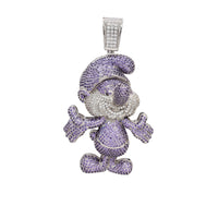 Iced-Out Purple Papa Smurf Pendant (Silver)