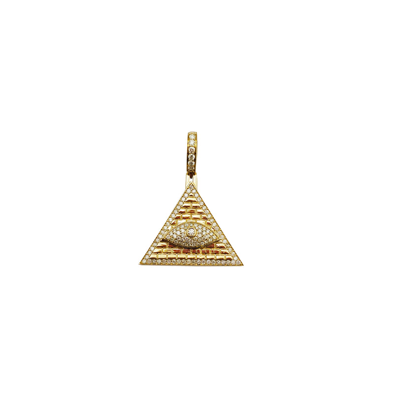 Diamond Pyramid with Evil Eye Pendant (14K)