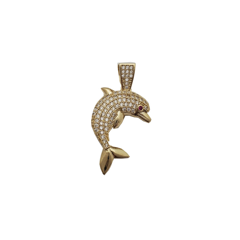 Iced-Out Dolphin Pendant (14K)