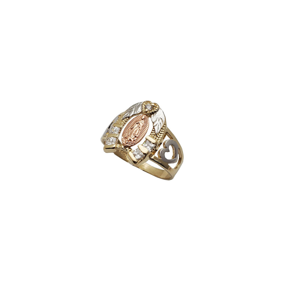 Tricolor Horseshoe Virgin Mary Ring (14K)