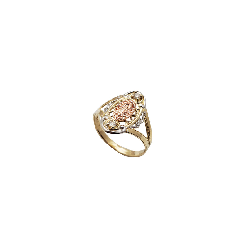 Tricolor Guadalupe Oval Filigree Ring (14K)