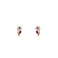 Curved Flower Stud Earrings (14K)