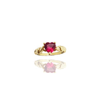 "X" & Heart Gemstone Stackable Ring (14K)