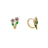 Flower Bouquet Huggie Earrings (14K)