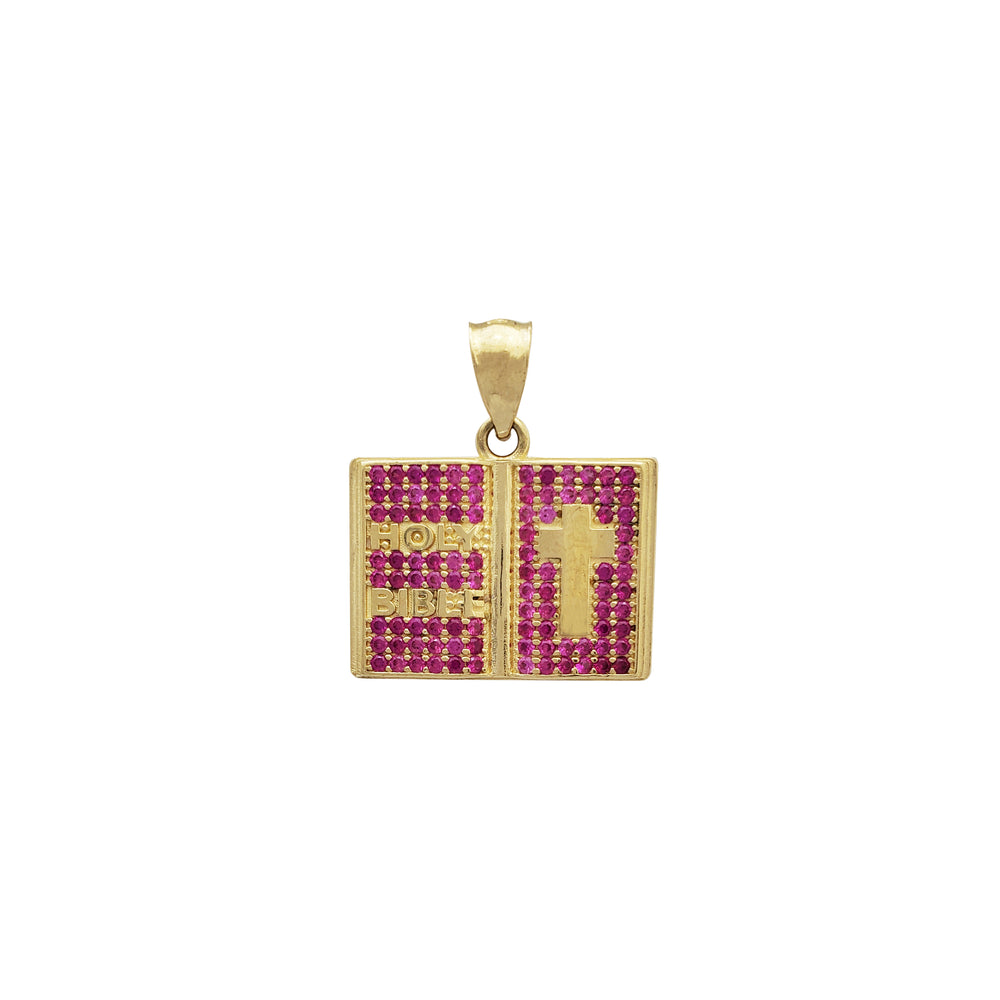 Holy Bible Red CZ Pendant (14K)
