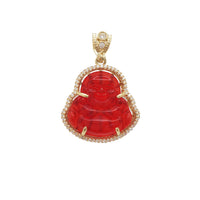 Stoneset Frame Colored Stone Laughing Buddha Pendant (14K)