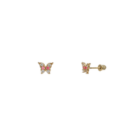 Zirconia Butterfly Stud Earrings (14K)