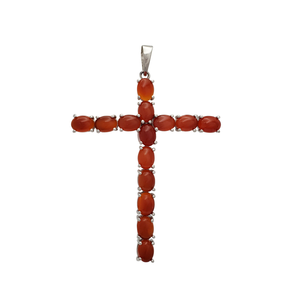 Carnelian Cross Pendant (Silver)