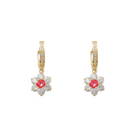 Flower Dangling Earrings (14K)