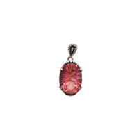 Oval Red  Stones Pendant (SILVER )
