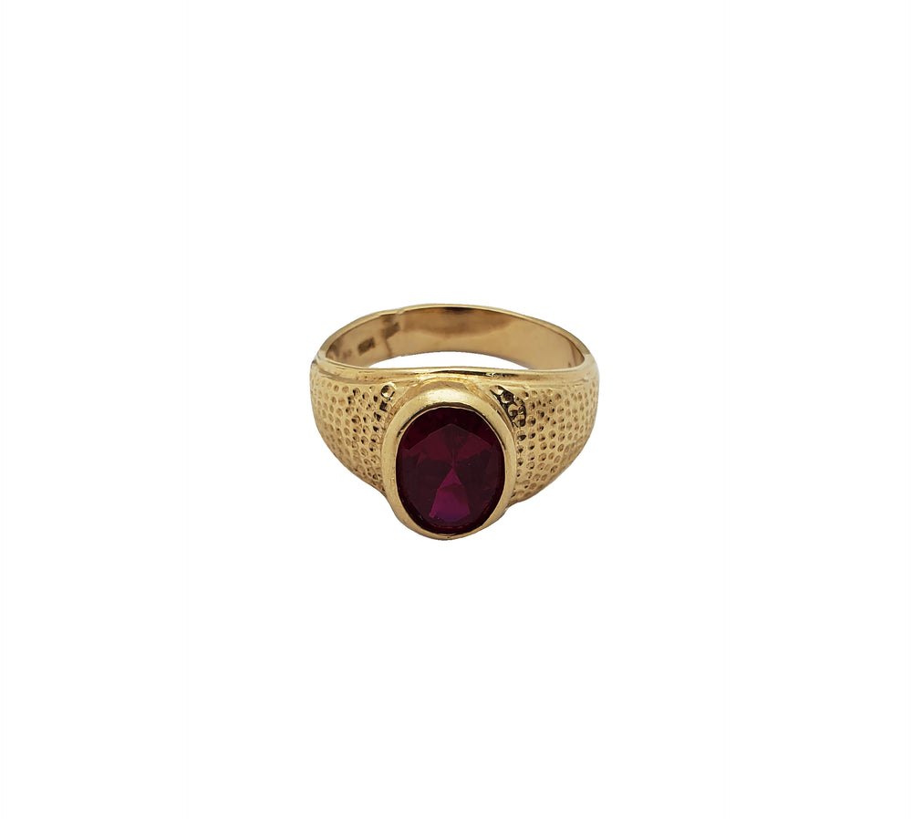Bezel-Set Oval Stone Ring (14K)