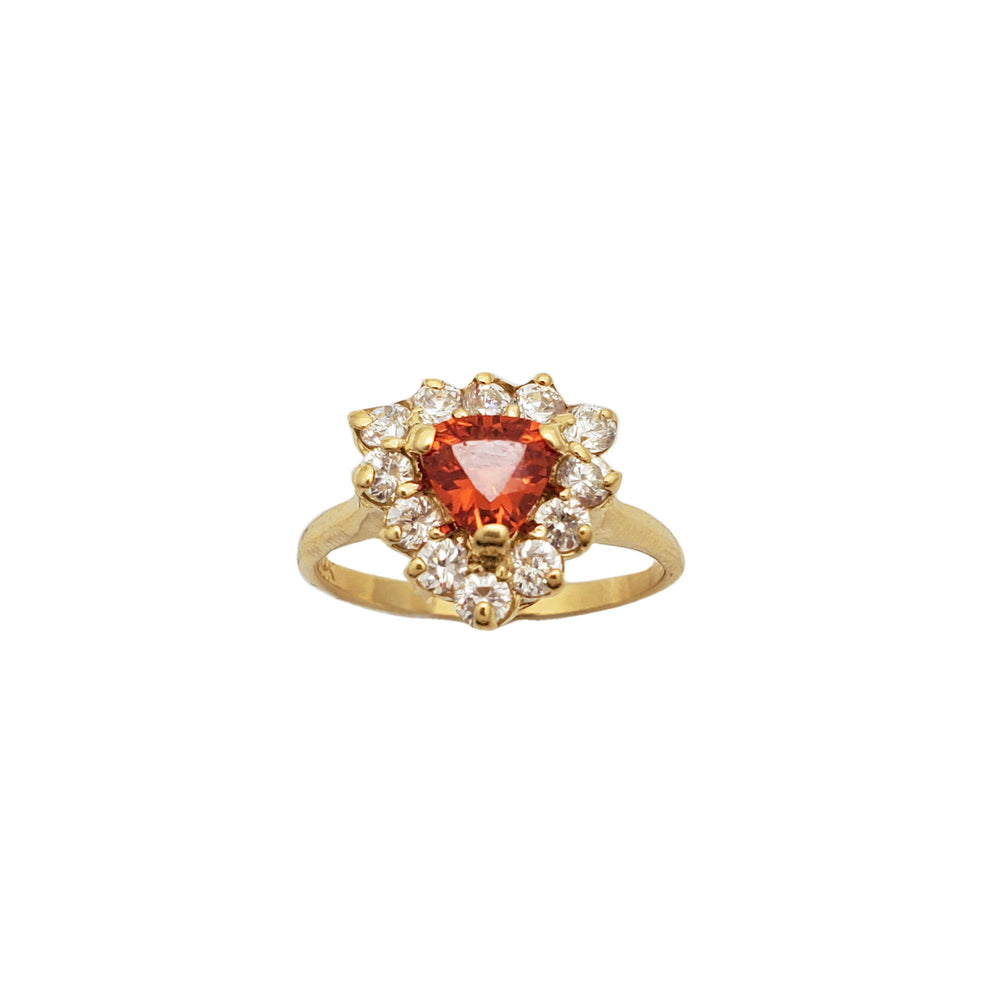 Red Cz Triangle Lady Ring (14K).