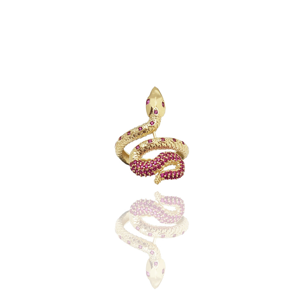 Infinite Eyes Crimson Snake Ring (14K)