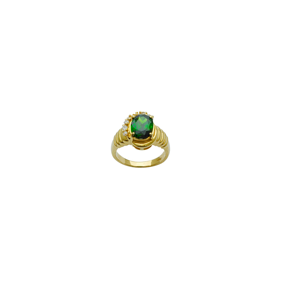 Round Green Stone Ring (14K)