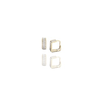 Two-Row Channel CZ Square Huggie Earrings (14K)