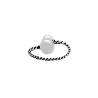 Antique Finish Beads Rope Adjustable Ring (Silver)