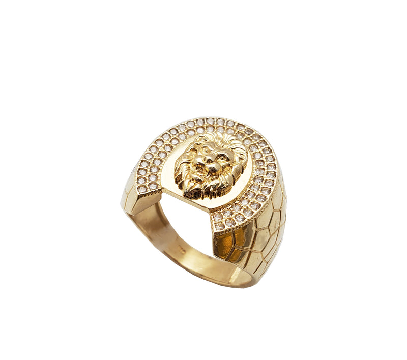 Lion Stoneset Horseshoe Ring ( 14K)