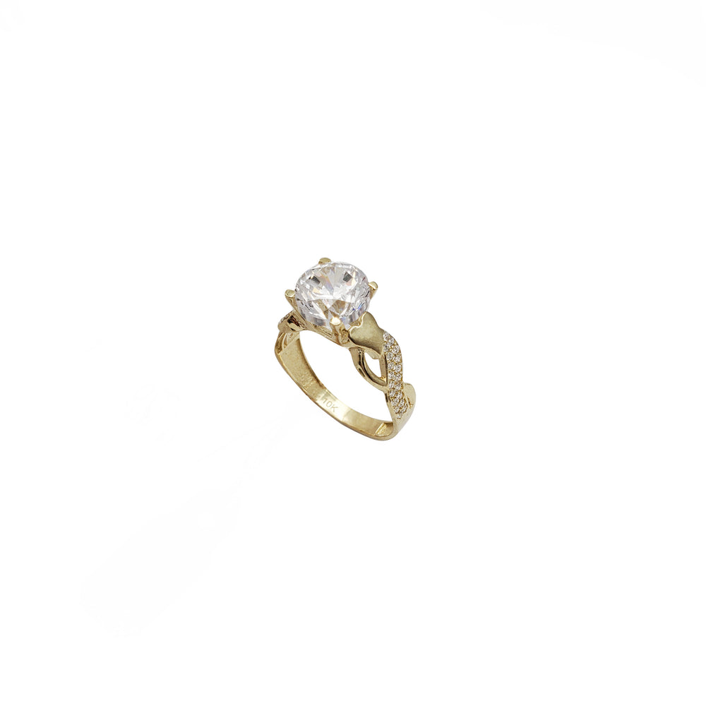 Entwined Stoneset Accent Zirconia Engagement Ring (10K)