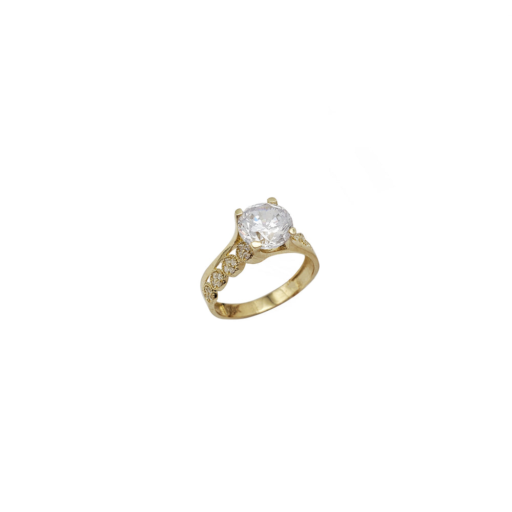 Gemmed Pebble Ridge Accent Zirconia Engagement Ring (10K)