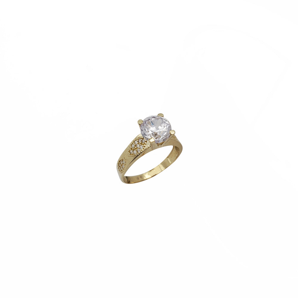 Gemmed Eye Accent Zirconia Engagement Ring (10K)