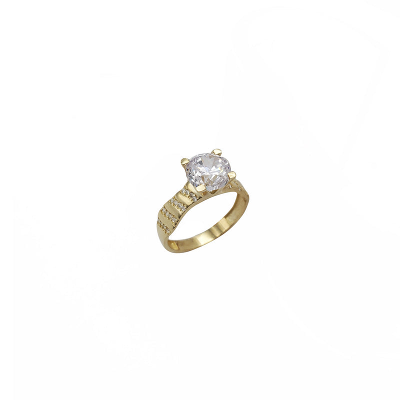 Pinstripe Accented Zirconia Engagement Ring (10K)