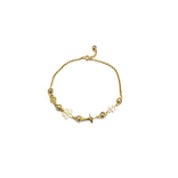 Zirconia Charms Rolo Link Anklet (14K)