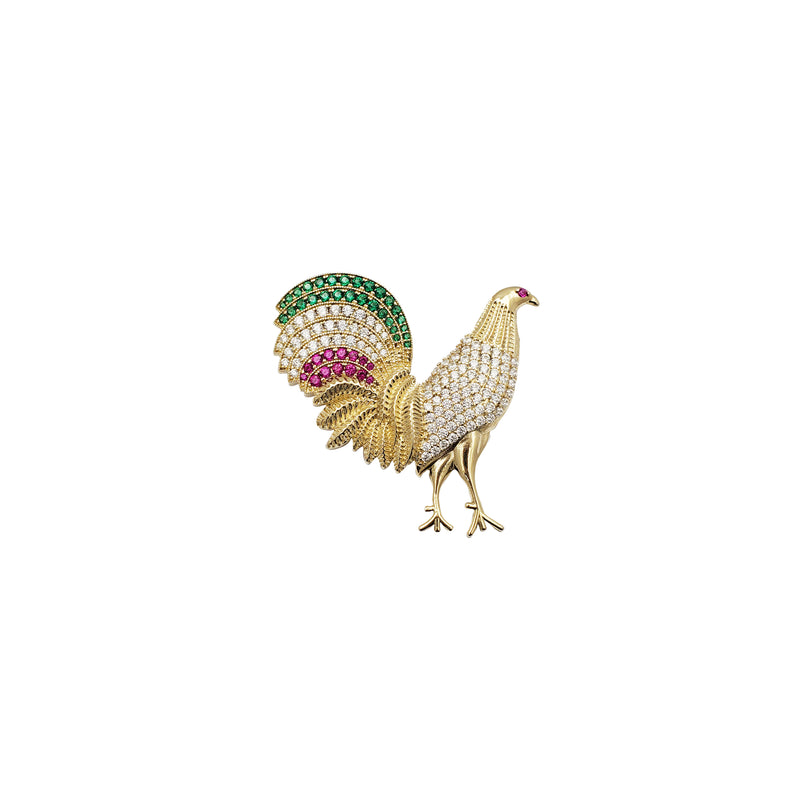 Rooster CZ Pendant (14K)