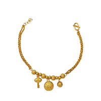 Ball, Chinese Coin, at Key Charm Rope Bracelet (24K)
