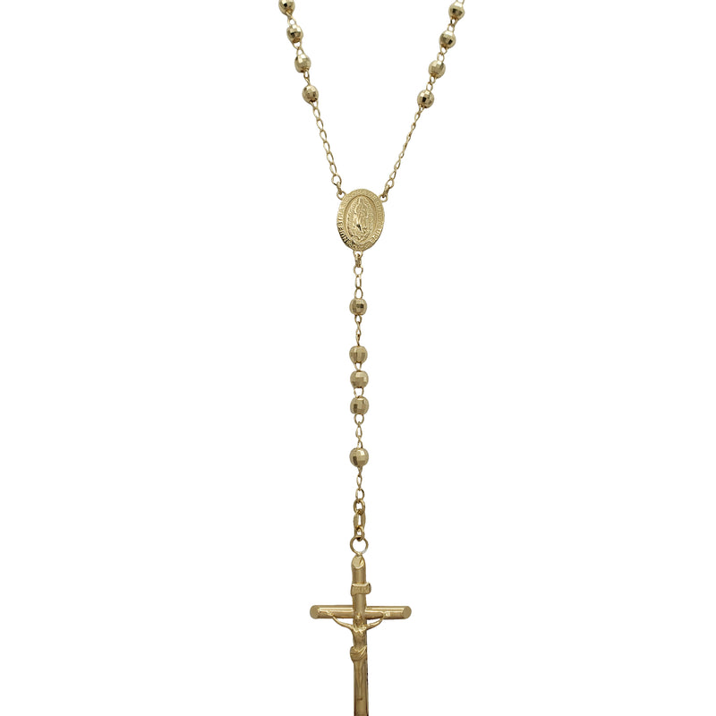 Discos-Cuts Beads Rosary Necklace (14K)